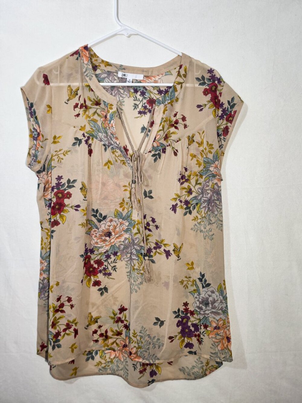 DR2 Medium Flowey Top Womens Cotton String Tie with Silver Links